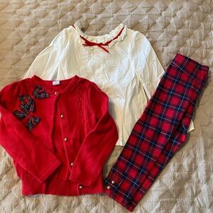 Janie and Jack set. Sweater and pants are 3t, white button up is 4.